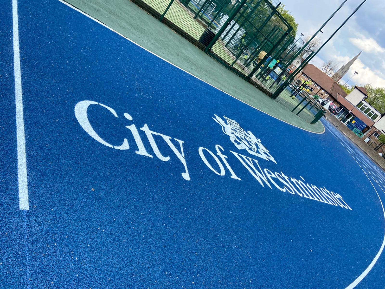 This running track surface is part of a £1.5 million upgrade project by Everyone Active, funded by Westminster City Council.